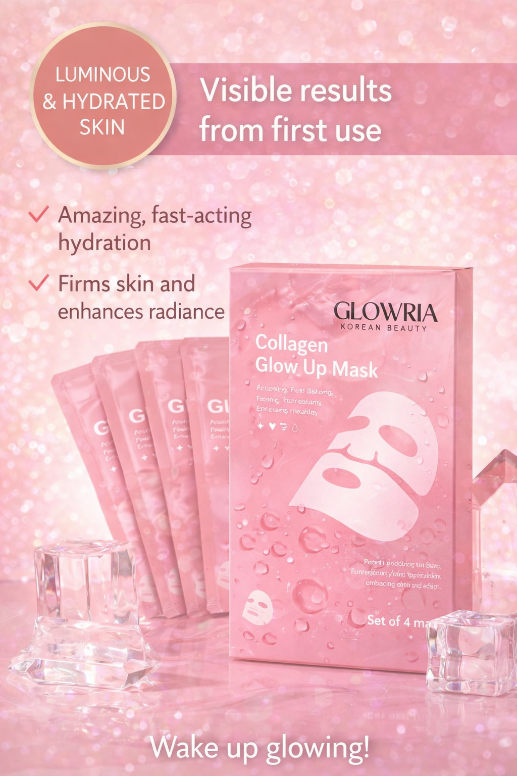 ✨ 4-Pack Glow Up Collagen Masks
